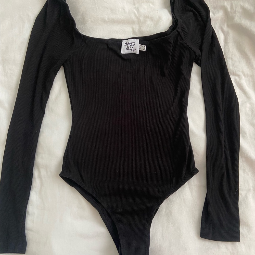 PRINCESS POLLY SQUARE NECK BODYSUIT BLACK